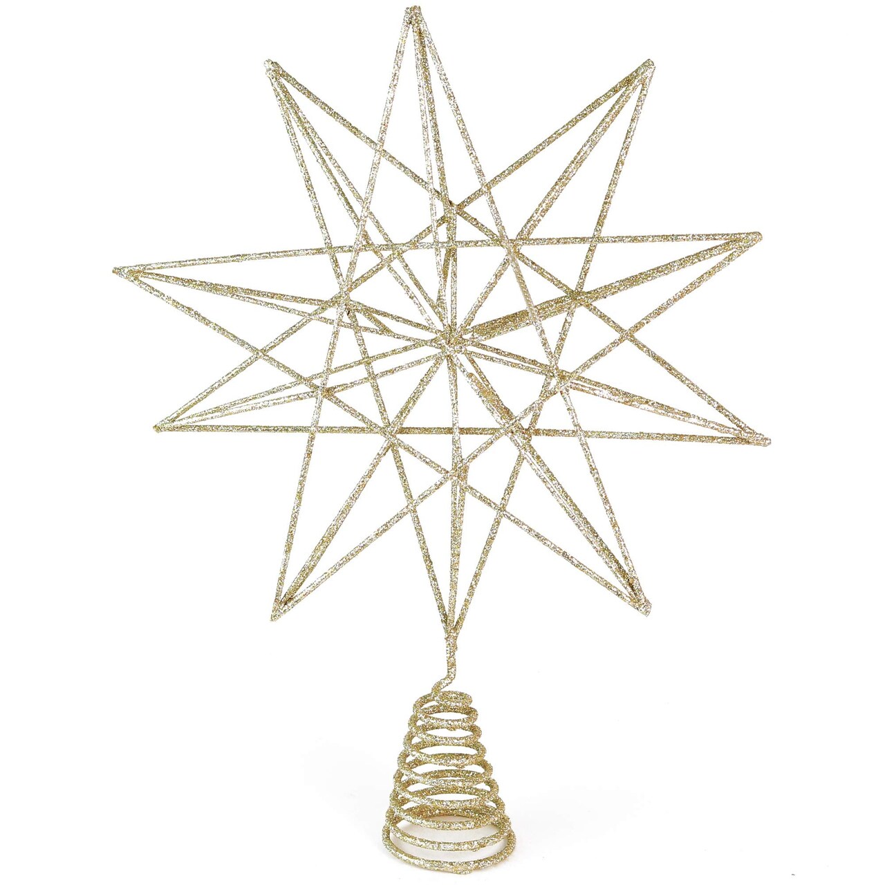 Ornativity Glitter Star Tree Topper - Christmas Sparkly Metal Wire Star Tree Top Ornament